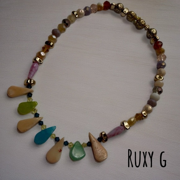 Multicolor Beaded Necklace W/ Swarovski crystals - Picture 3 of 4